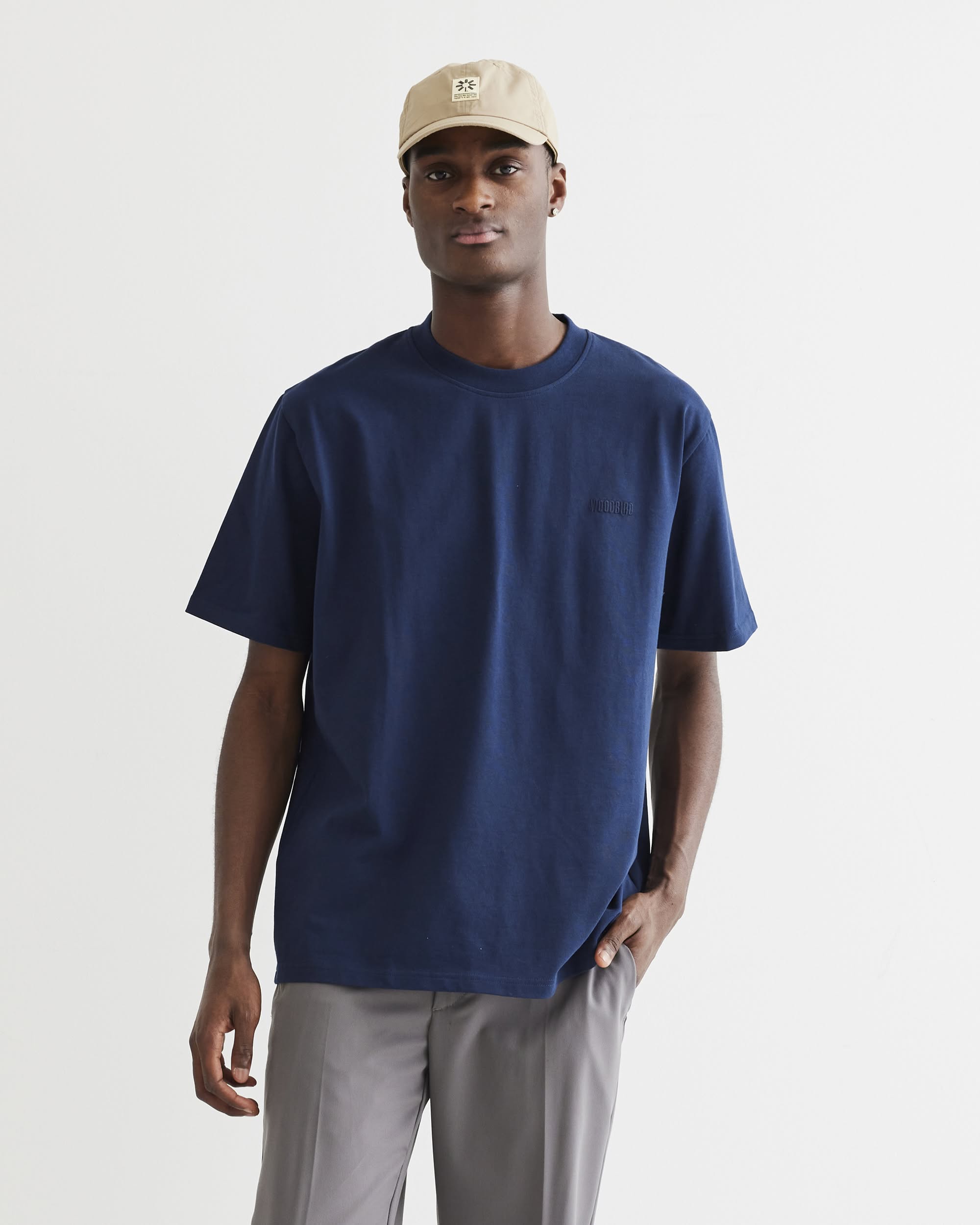 Woodbird WBBaine Base tee T-Shirts Navy