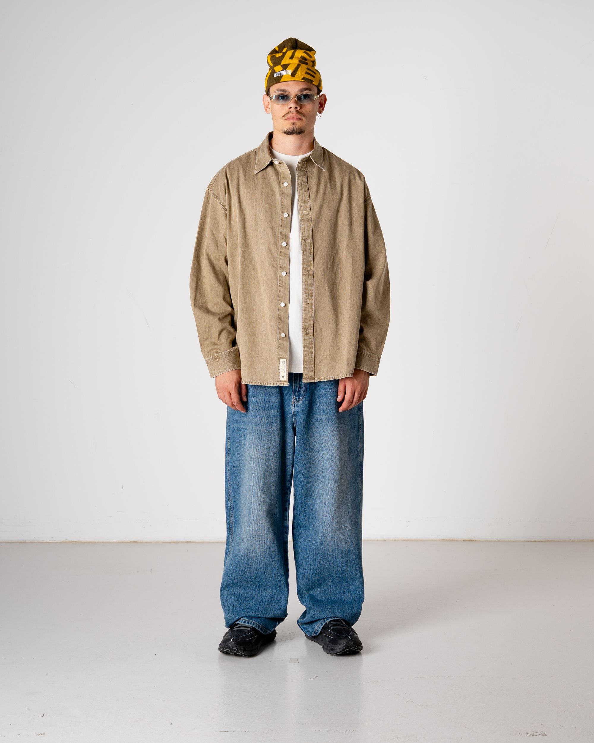 Woodbird WBJong Washed Shirt Shirts Stone