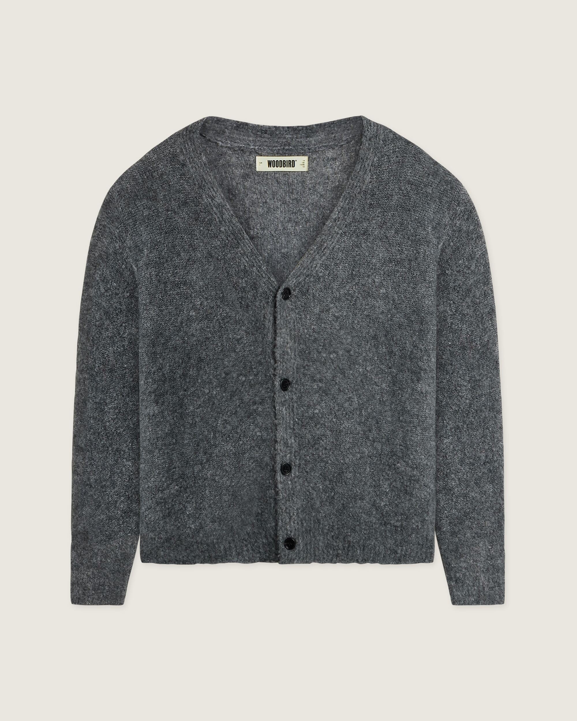 Woodbird WBKoon Loop Cardigan Knits Asphalt